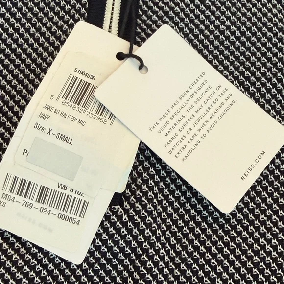 New Reiss Navy Half Zip Polo Shirt - Picture 4 of 4